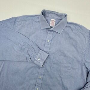 Vintage Brooks Brothers Makers 17.5 - 4‎ Oxford Dress Shirt Blue USA Button Down